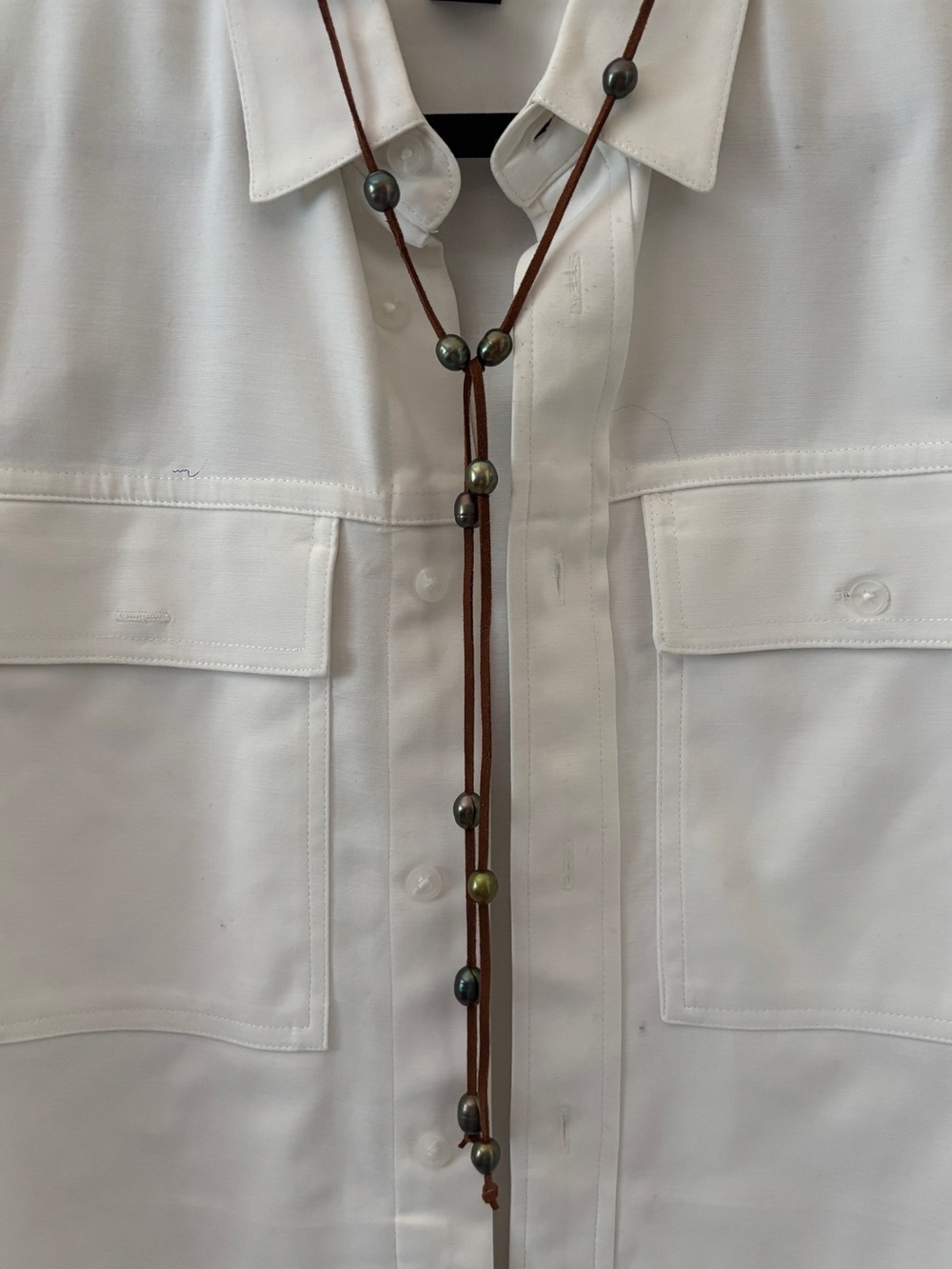 Genuine Tahitian Pearl Suede Lariat Necklace - Picture 5 of 6